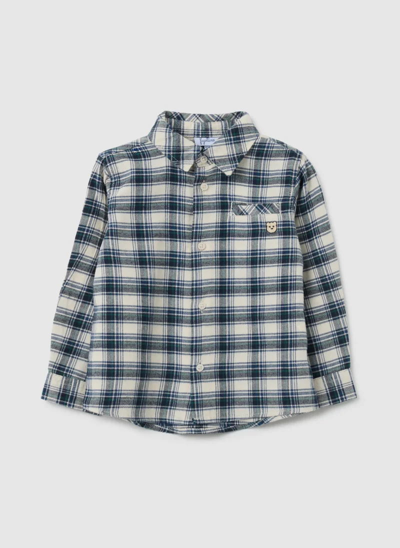 او في اس CHILDREN'S SHIRT IN PURE MULTICOLOUR COTTON REGULAR FIT