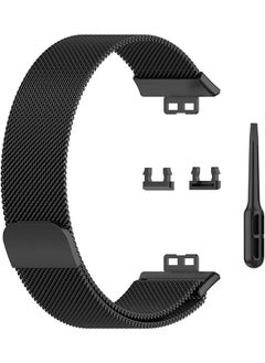 Compatible with Huawei Watch Fit Watch band , Milanese Loop Magnetic Stainless Steel Replacement Wrist Strap Bracelet Watch Band for Huawei Watch Fit (Black)