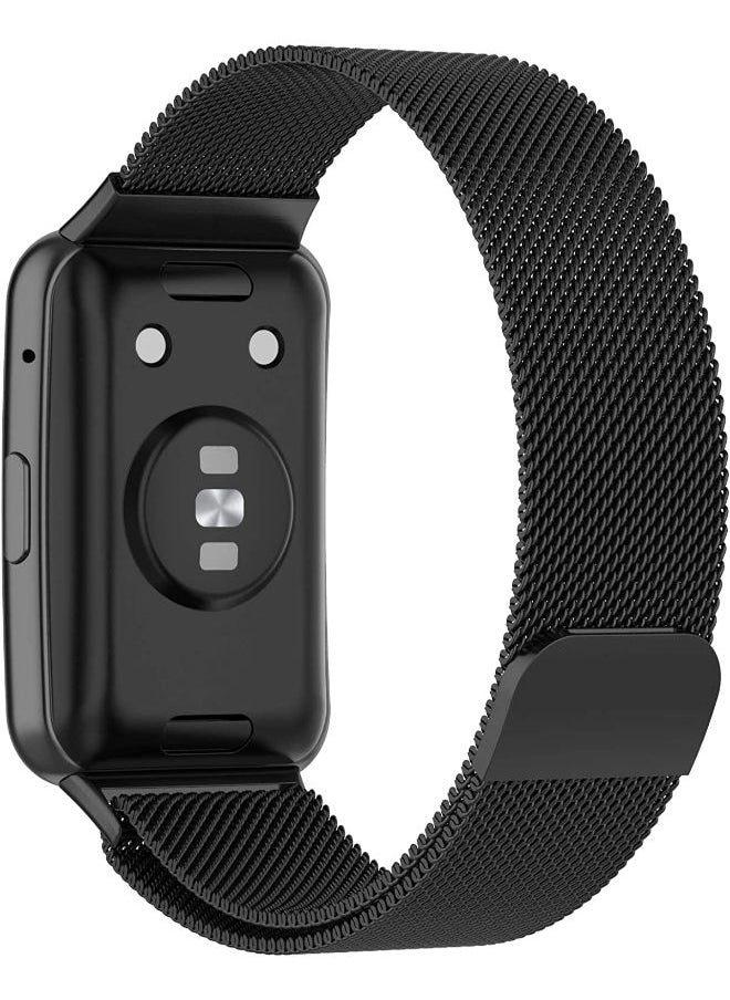 SHOPI - Compatible with Huawei Watch Fit Watch band , Milanese Loop Magnetic Stainless Steel Replacement Wrist Strap Bracelet Watch Band for Huawei Watch Fit (Black) - Image 1