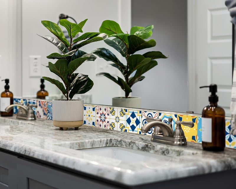 FLFK Wall Border Tile Stickers Peel and Stick Wallpaper Border for Kitchen Backsplash Bathroom Shower Room,4"x240" - Image 3