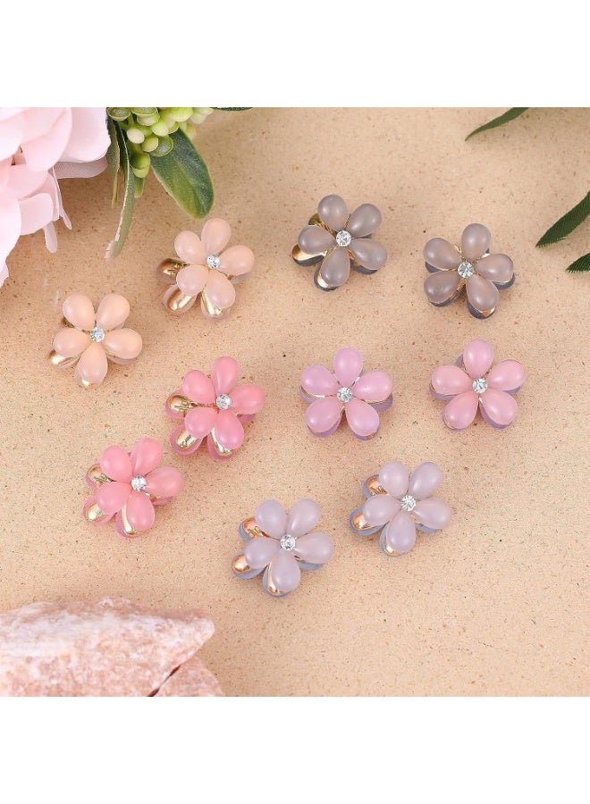 10 Pcs Small Hair Claw Clips for Girls, Mini Flower Hair Clips with Crystal, Cute Metal Hair Pin Sparkling Barrettes, without Slipping, for Sweet Bangs Hair Accessories for Women - Image 4