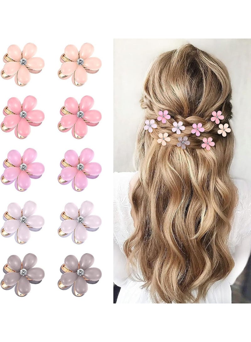 10 Pcs Small Hair Claw Clips for Girls, Mini Flower Hair Clips with Crystal, Cute Metal Hair Pin Sparkling Barrettes, without Slipping, for Sweet Bangs Hair Accessories for Women - Image 1