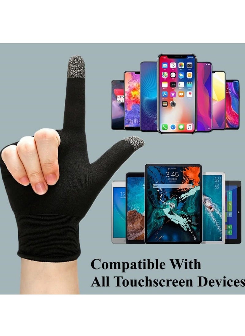 Beauenty 2PCS Gaming Gloves for Sweaty Hands, Ultra-Thin Breathable Mobile Gaming Gloves, Anti-Sweat Mobile Finger Sleeve Breathable for High-Ranking Players Mobile Game Streamer Black+ White  - Image 5
