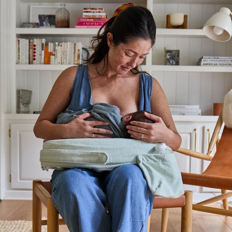 My Brest Friend Nursing Pillow - Deluxe - Enhanced Comfort w/Slipcover - Ergonomic Breastfeeding Pillow for Ultimate Support for Mom & Baby - Adjustable Pillow W/Handy Side Pocket, Spring Green - Image 2