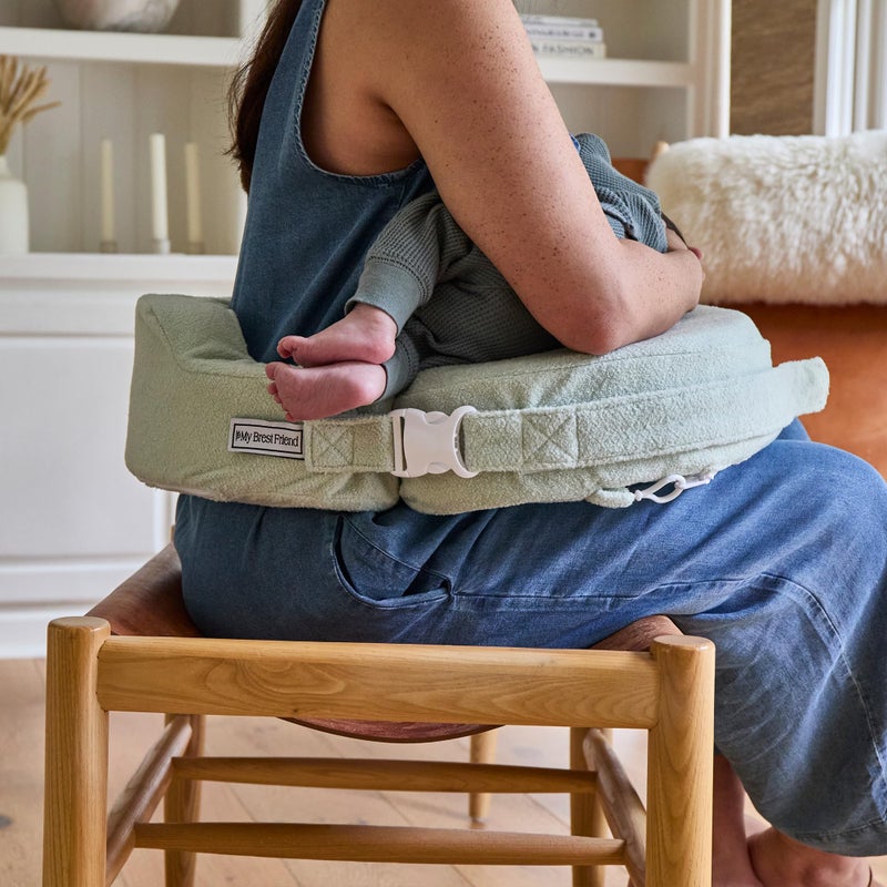 My Brest Friend Nursing Pillow - Deluxe - Enhanced Comfort w/Slipcover - Ergonomic Breastfeeding Pillow for Ultimate Support for Mom & Baby - Adjustable Pillow W/Handy Side Pocket, Spring Green - Image 3