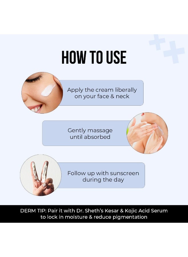 Dr. Sheth's Kesar & Kojic Acid Moisturizing Cream | For Normal to Combination Skin | Reduces Pigmentation | 48hr Deep Hydration | Formulated with NMFs | Non Sticky | For Men & Women | 100g - Image 5