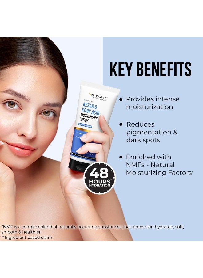 Dr. Sheth's Kesar & Kojic Acid Moisturizing Cream | For Normal to Combination Skin | Reduces Pigmentation | 48hr Deep Hydration | Formulated with NMFs | Non Sticky | For Men & Women | 100g - Image 2