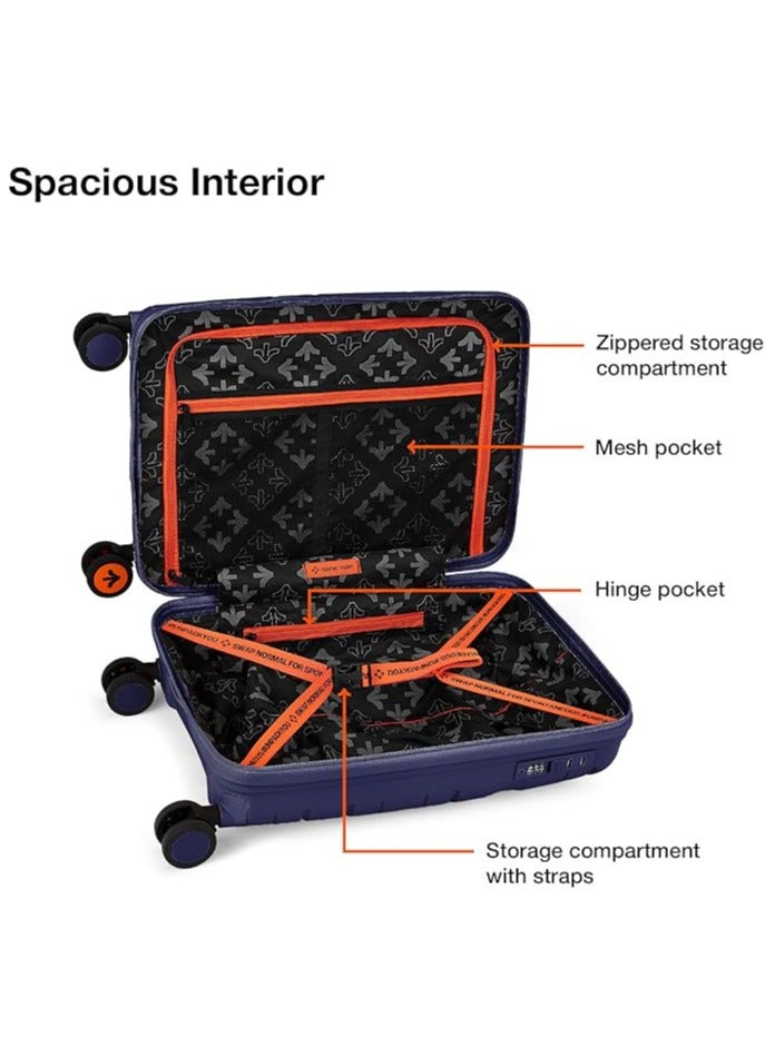 Nasher Miles Paris Hard-Sided Polypropylene Cabin Luggage 20 inch | 55cm | 8 Wheels Small Trolley Bag for Travel | Suitcase (Navy Blue)