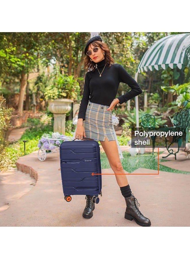 nasher miles Nasher Miles Paris Hard-Sided Polypropylene Cabin Luggage 20 inch | 55cm | 8 Wheels Small Trolley Bag for Travel | Suitcase (Navy Blue)  - Image 3