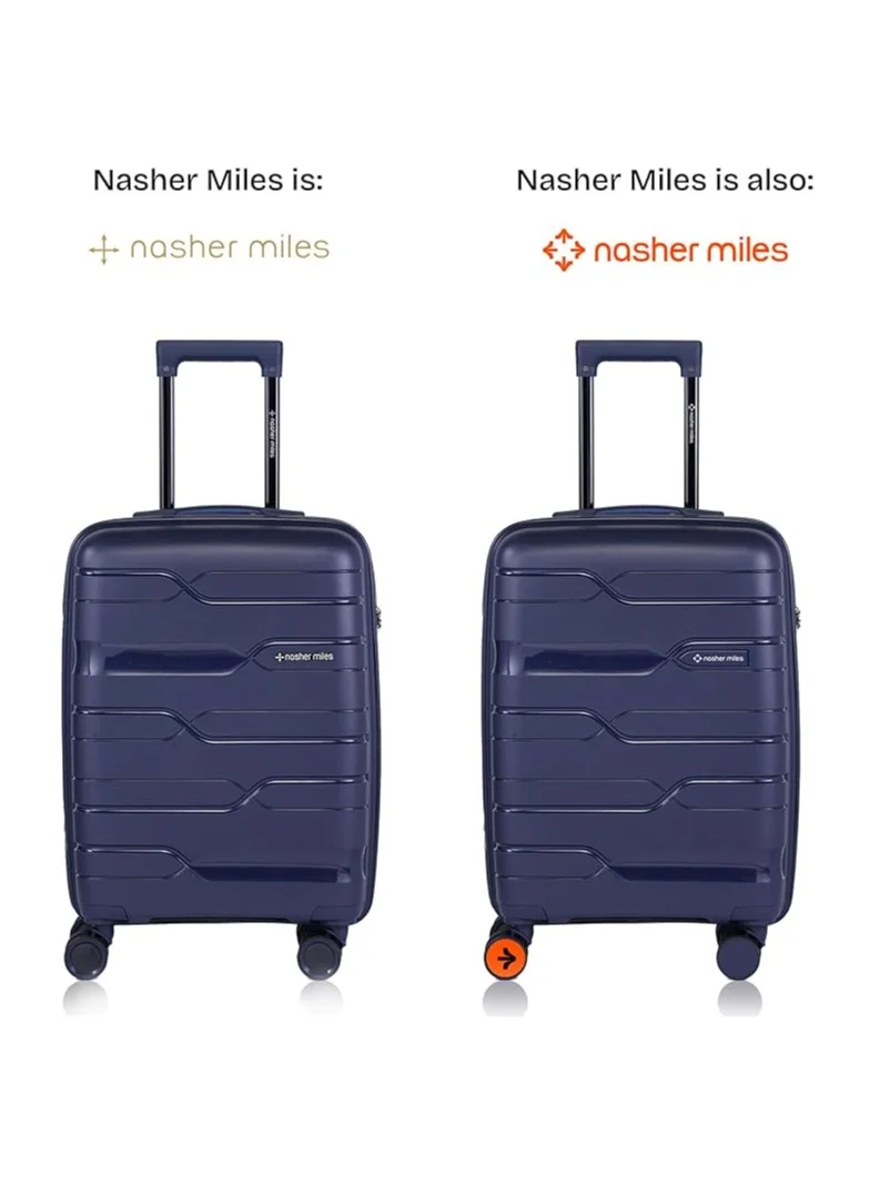 nasher miles Nasher Miles Paris Hard-Sided Polypropylene Cabin Luggage 20 inch | 55cm | 8 Wheels Small Trolley Bag for Travel | Suitcase (Navy Blue)
