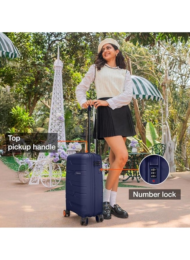 nasher miles Nasher Miles Paris Hard-Sided Polypropylene Cabin Luggage 20 inch | 55cm | 8 Wheels Small Trolley Bag for Travel | Suitcase (Navy Blue)  - Image 4