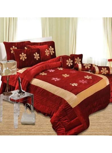 Laying Style Stain Double Bedding Set Bedsheet 90 X 100 in Included 2 Pillow Cover 18 X 28 in and 2 Filled Cushion 12X 12in Or 2 Filled Booster 12 X 18 in Set of 7 PCSMulti