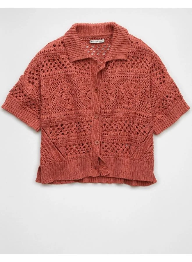 American Eagle An intricate layer that's perfect for a boho chic look, featuring a collared neck & button-up front.