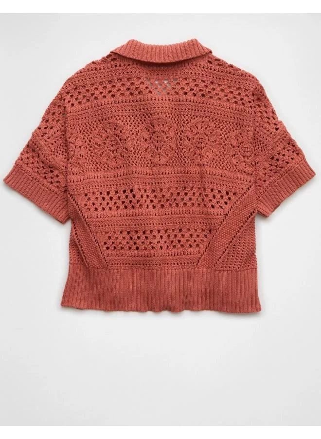 امريكان ايجل An intricate layer that's perfect for a boho chic look, featuring a collared neck & button-up front.