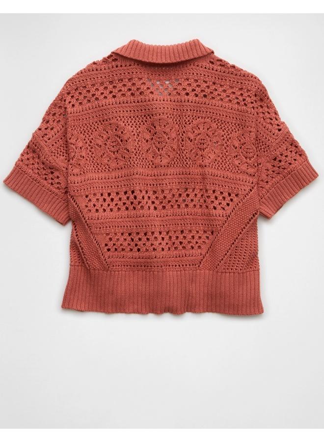 American Eagle An intricate layer that's perfect for a boho chic look, featuring a collared neck & button-up front. - Image 2