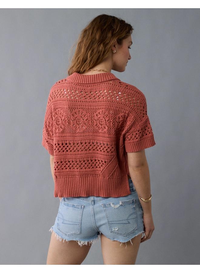 American Eagle An intricate layer that's perfect for a boho chic look, featuring a collared neck & button-up front. - Image 4