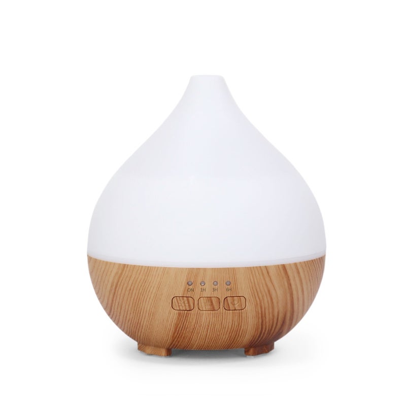 White + Light Wood Grain USB Type-C Humidifier & Essential Oil Diffuser, 140ml Portable Aroma Machine