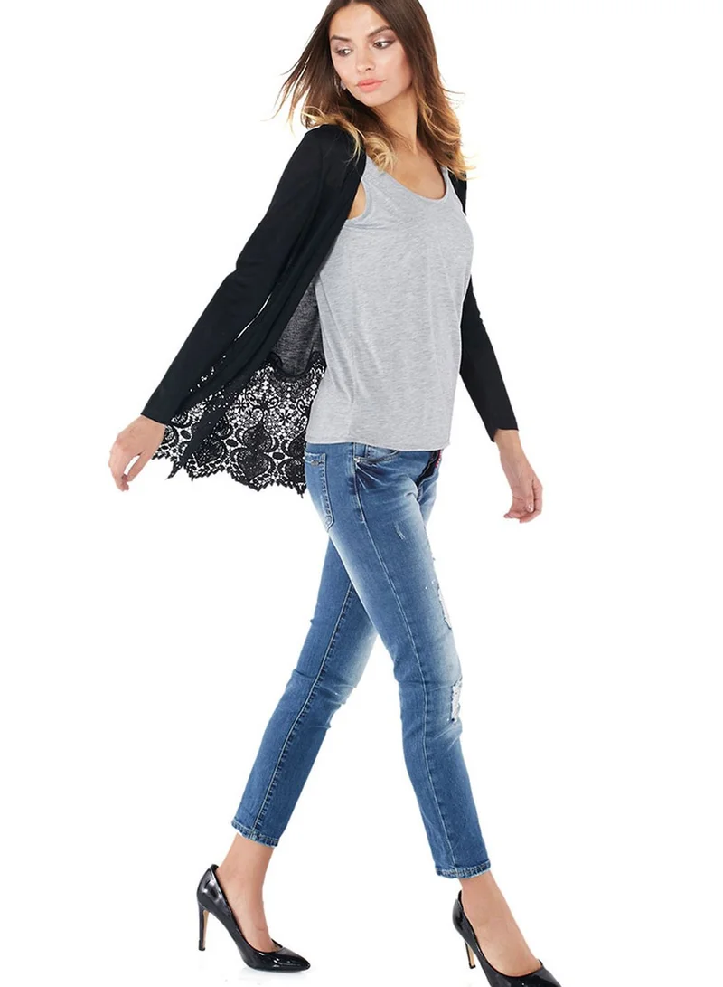 ELLA Lace Hem Cardigan