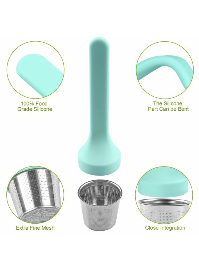 Fenshine Tea Infuser, Silicone Handle Stainless Steel Tea Strainer Loose Tea Steeper Extra Fine Mesh Tea Filter for Loose Leaf Tea or Herbal Tea - Image 3