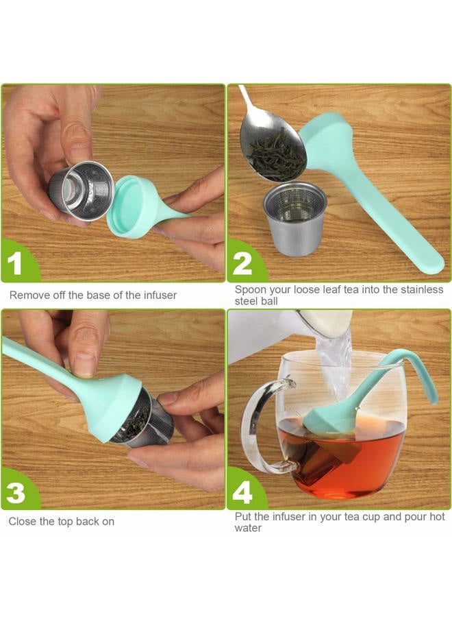 Fenshine Tea Infuser, Silicone Handle Stainless Steel Tea Strainer Loose Tea Steeper Extra Fine Mesh Tea Filter for Loose Leaf Tea or Herbal Tea - Image 5