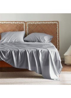 Bedsure Bedsure California King Sheet Sets, Cooling Sheets, Rayon Derived from Bamboo, Deep Pocket Up to 16", Breathable & Soft Bed Sheets, Hotel Luxury Silky Bedding Sheets & Pillowcases, Silver Grey  - Image 2