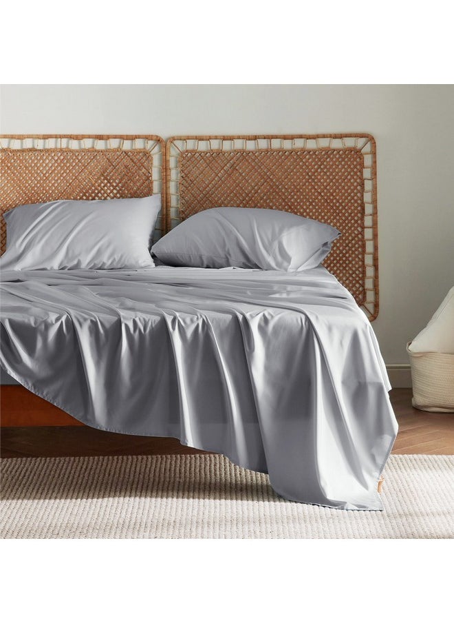 بيد شور طقم ملاءات Bedsure California King، ملاءات تبريد، رايون مشتق من الخيزران، جيب عميق يصل إلى 16 بوصة، ملاءات سرير ناعمة وجيدة التهوية، ملاءات وأغطية وسائد فاخرة من الحرير للفنادق، رمادي فضي  - Image 2
