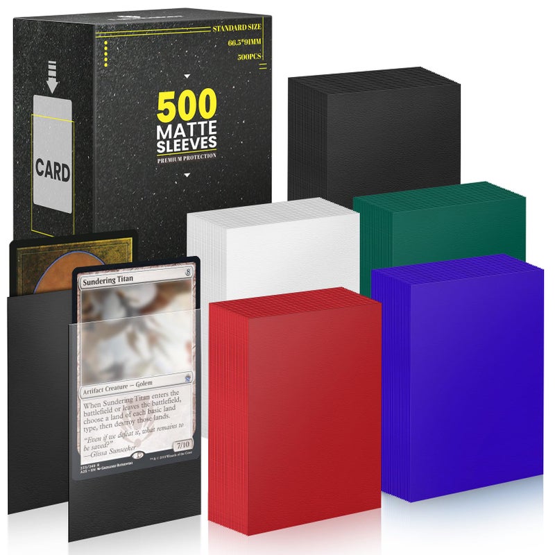 Fabmaker Standard MTG Card Sleeves 500 Pack Sturdy Card Protectors Sleeves Matte Back Finish Perfect Shuffling Protect All Your Trading Cards TCG Cards Sports Cards by Fabmaker Never Tear 66x91mm - Image 2