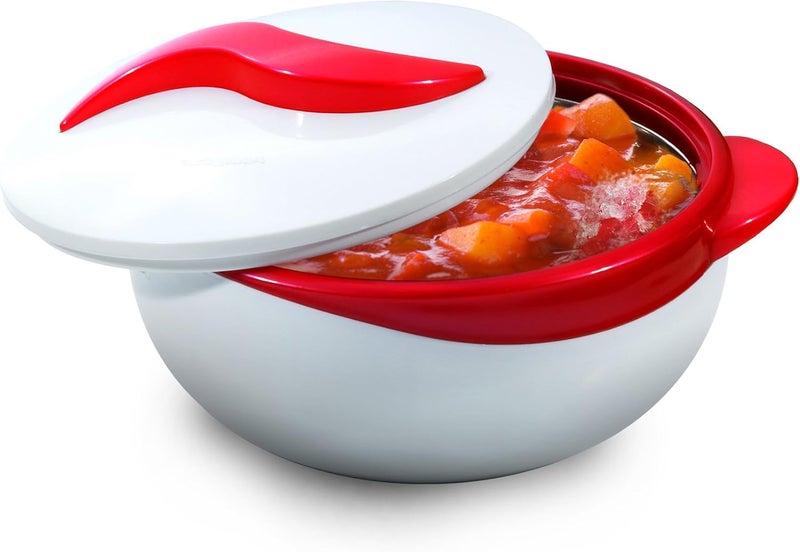 Pinnacle Insulated Casserole Dish with Lid 26 qt Hot Pot Food WarmerCooler Great Thermal SoupSalad Serving Bowl Stainless Steel Hot Food ContainerBest Gift Set for Moms Holidays RedWhite - Image 1