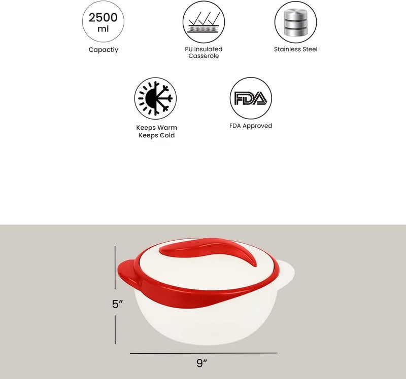 Pinnacle Insulated Casserole Dish with Lid 26 qt Hot Pot Food WarmerCooler Great Thermal SoupSalad Serving Bowl Stainless Steel Hot Food ContainerBest Gift Set for Moms Holidays RedWhite - Image 3