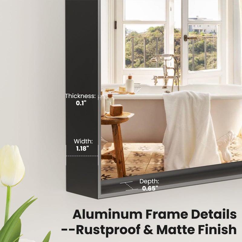 LOAAO Black Bathroom Mirror 24"X32" for Wall, Rectangle Bathroom Vanity Mirror, Hangs Vertically or Horizontally, Easy to Install, Modern Design - Image 5