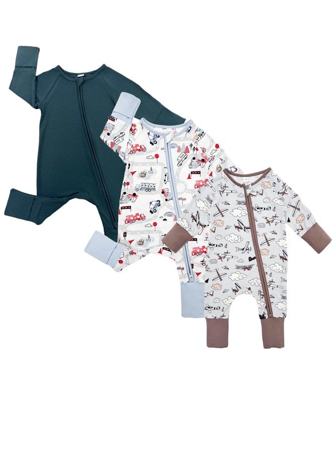Bow Dream Infant Boys Girls Clothes Newborn Bamboo Rayon Baby girl Romper baby boy Bodysuit Jumpsuit Deep Green Traffic Plane 6-12 Months - Image 1