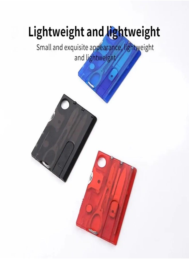 Swiss Card Outdoor Camping Multifunctional Swiss Army Knife Card Multi-Purpose Survival Tool with Emergency Distress Signals Compass Cutter and Lamp
