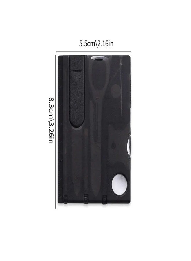 Swiss Card Outdoor Camping Multifunctional Swiss Army Knife Card Multi-Purpose Survival Tool with Emergency Distress Signals Compass Cutter and Lamp