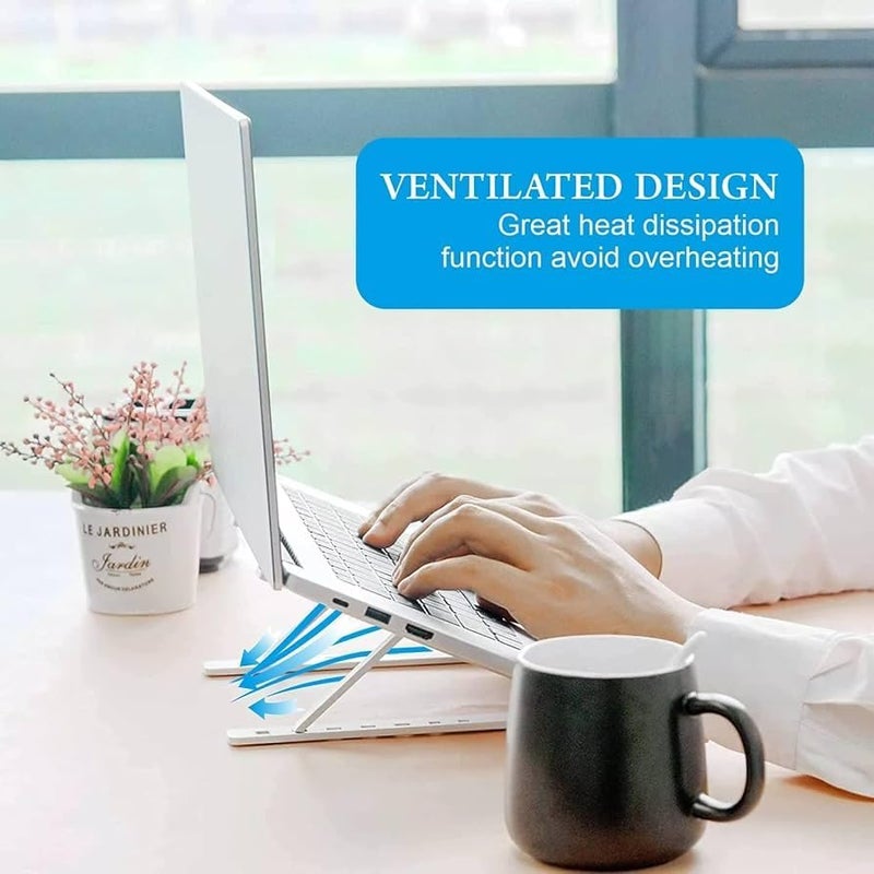 Adjustable laptop stand, portable aluminium laptop riser laptop holder for desk, foldable ventilated cooling computer support stand for apple macbook pro/air, hp, sony, dell, more 10-15.6'' - Image 4