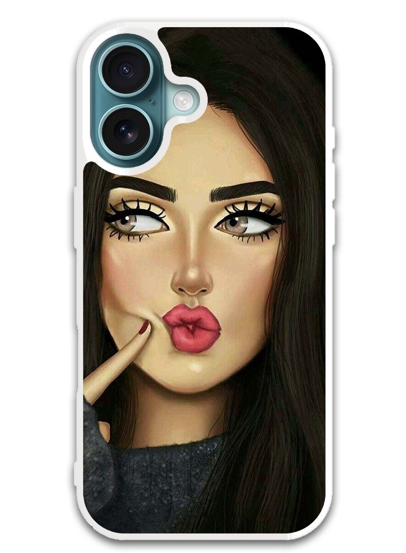 Theodor Protective Case Cover For APPLE IPHONE 16 Plus Dimple Girl  (White Bumper) - Image 1