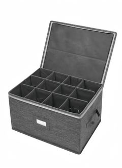 nihao Stemware Storage Containers , Mug Glass Storage Box with Dividers for Glassware or Crystal, Holds 12 Glasses or Mug, Hard Top and Stackable (Grey)  - Image 1