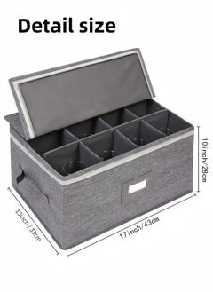 nihao Stemware Storage Containers , Mug Glass Storage Box with Dividers for Glassware or Crystal, Holds 12 Glasses or Mug, Hard Top and Stackable (Grey)  - Image 5