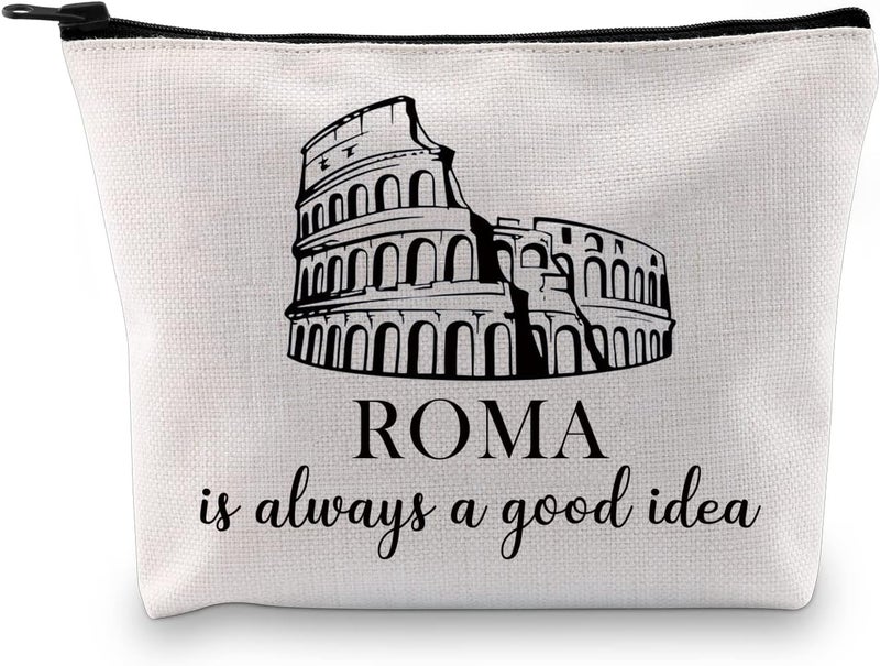 Rome Travel Gift Ancient Rome Gift Rome Surprise Trip Gift Roman Colosseum Gift Italy Souvenir Gift Travel Makeup Bag For Italian Lover (Good Idea Rome Bag)