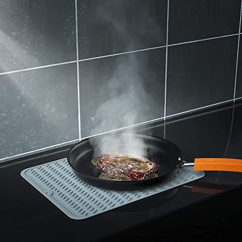 Topinon Silicone Dish Drying Mat for Kitchen Counter, Extra Large Counter Mat, Heat Resistant Slip-Proof Tray Folding Draining Mat - Image 3
