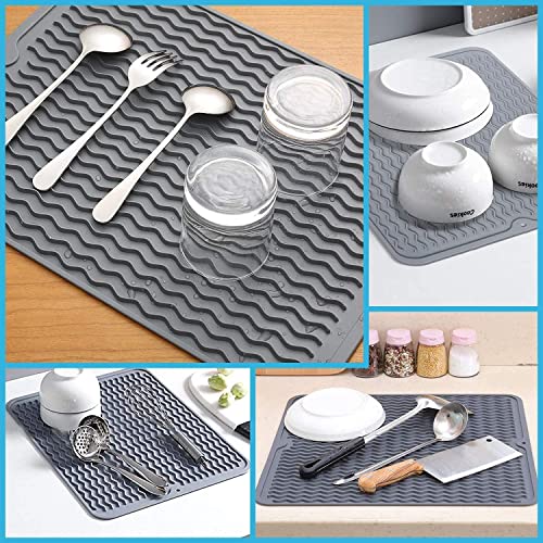 Topinon Silicone Dish Drying Mat for Kitchen Counter, Extra Large Counter Mat, Heat Resistant Slip-Proof Tray Folding Draining Mat - Image 5