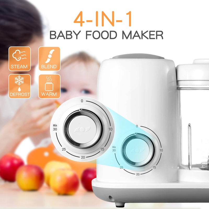 AMZBABYCHEF صانع طعام الأطفال AMZBABYCHEF، 4 في 1، محضر طعام الأطفال ومبخر، خلاط هريس، صانع هريس متعدد الوظائف، آمن للغسل في غسالة الصحون، أبيض - Image 2