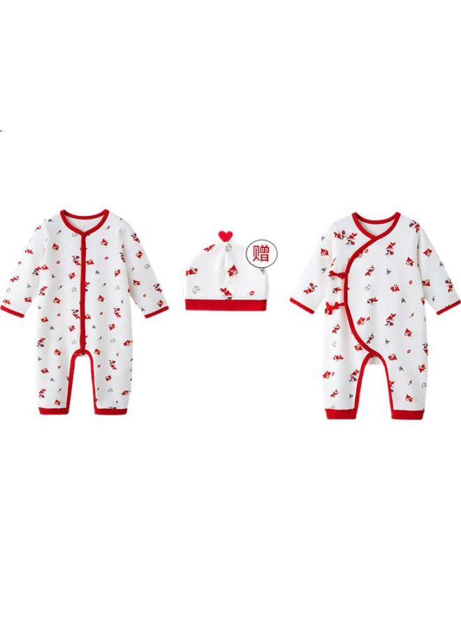 GB Baby Onesie Class A Pure Cotton Red Bodysuit For Year Of Birth, 5A Antibacterial And Mite-Proof Baby New Year Red Outfit - Image 3