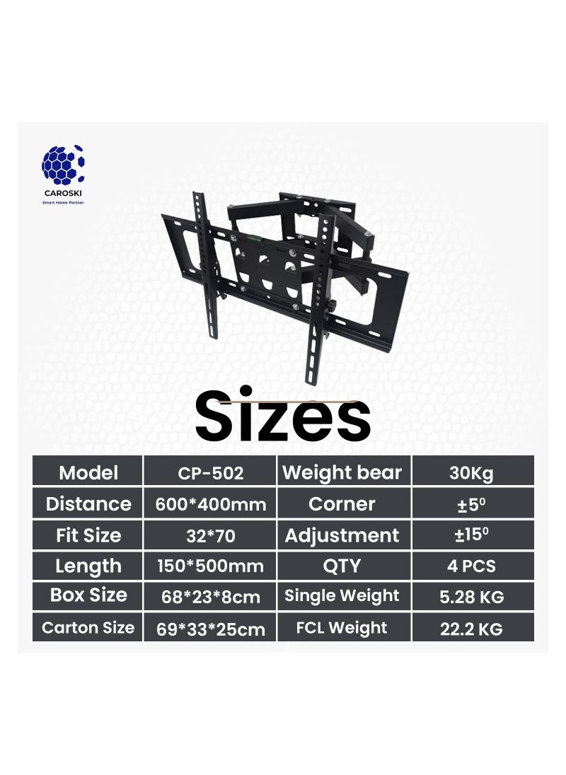 CAROSKI - TV Wall Mount Bracket Supports 26 To 85 Inch Screen Swivel TV Wall Mount With Dual Articulating Arms - Image 1