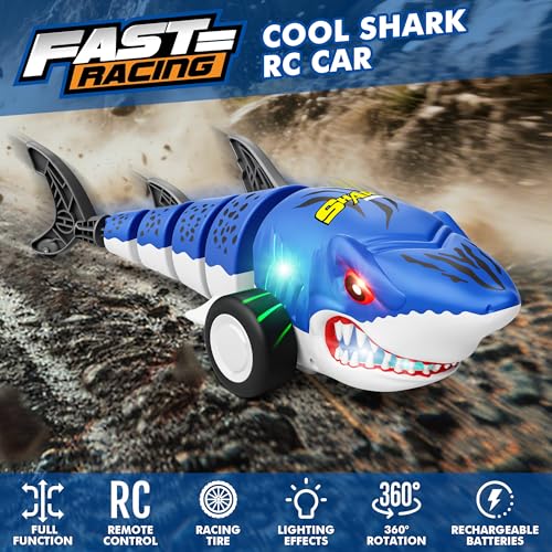 Rcovasc Remote Control Shark Car Toys for Kids24GHz RC Cars Simulation Shark with Cool Light 360 Stunt Drift Most TerrainsOutdoor Toys for Birthday for 67891012 Boys Girls - Image 5