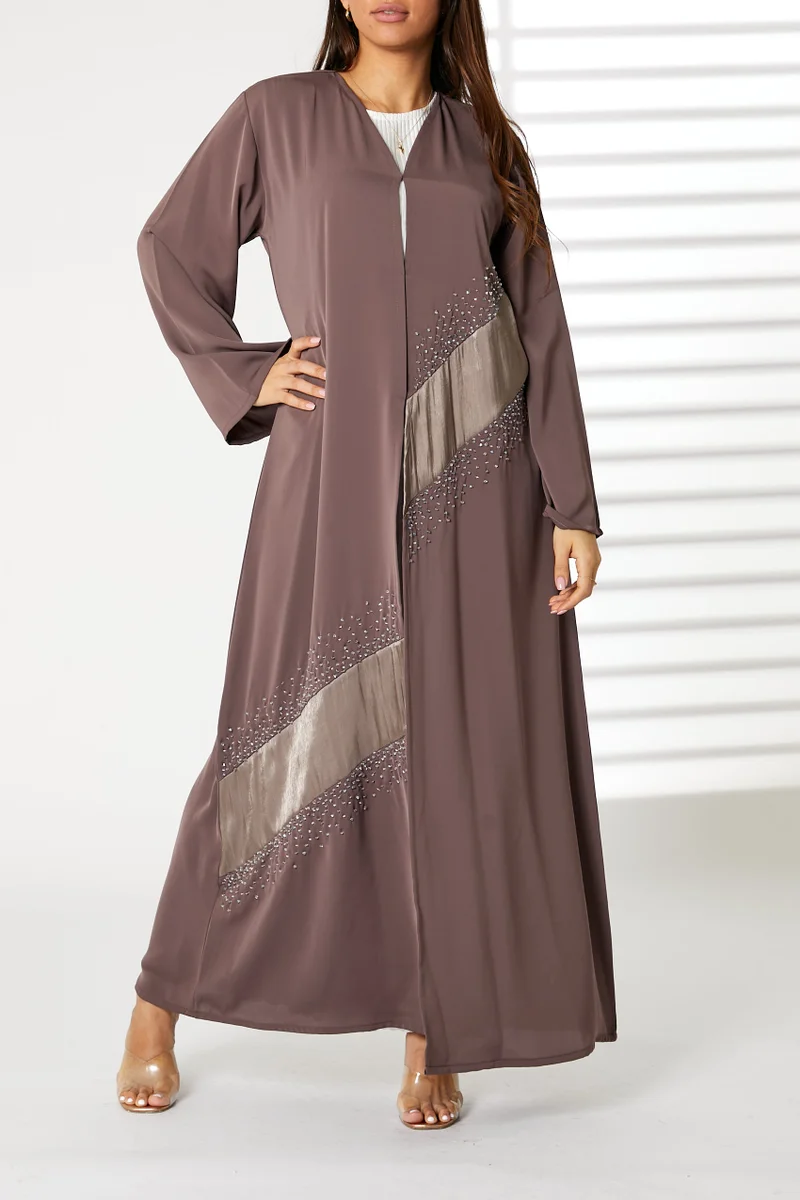 Moistreet Embellished Open Front Abaya