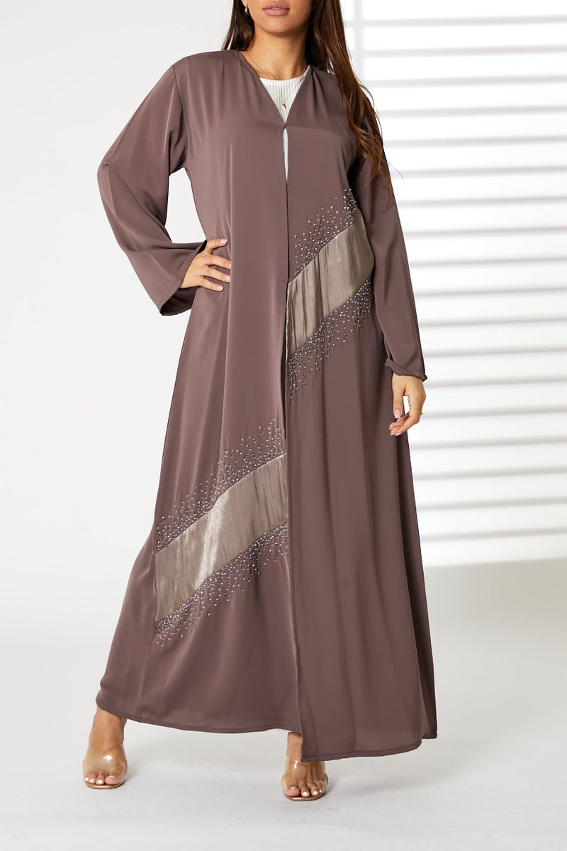Moistreet Embellished Open Front Abaya - Image 2