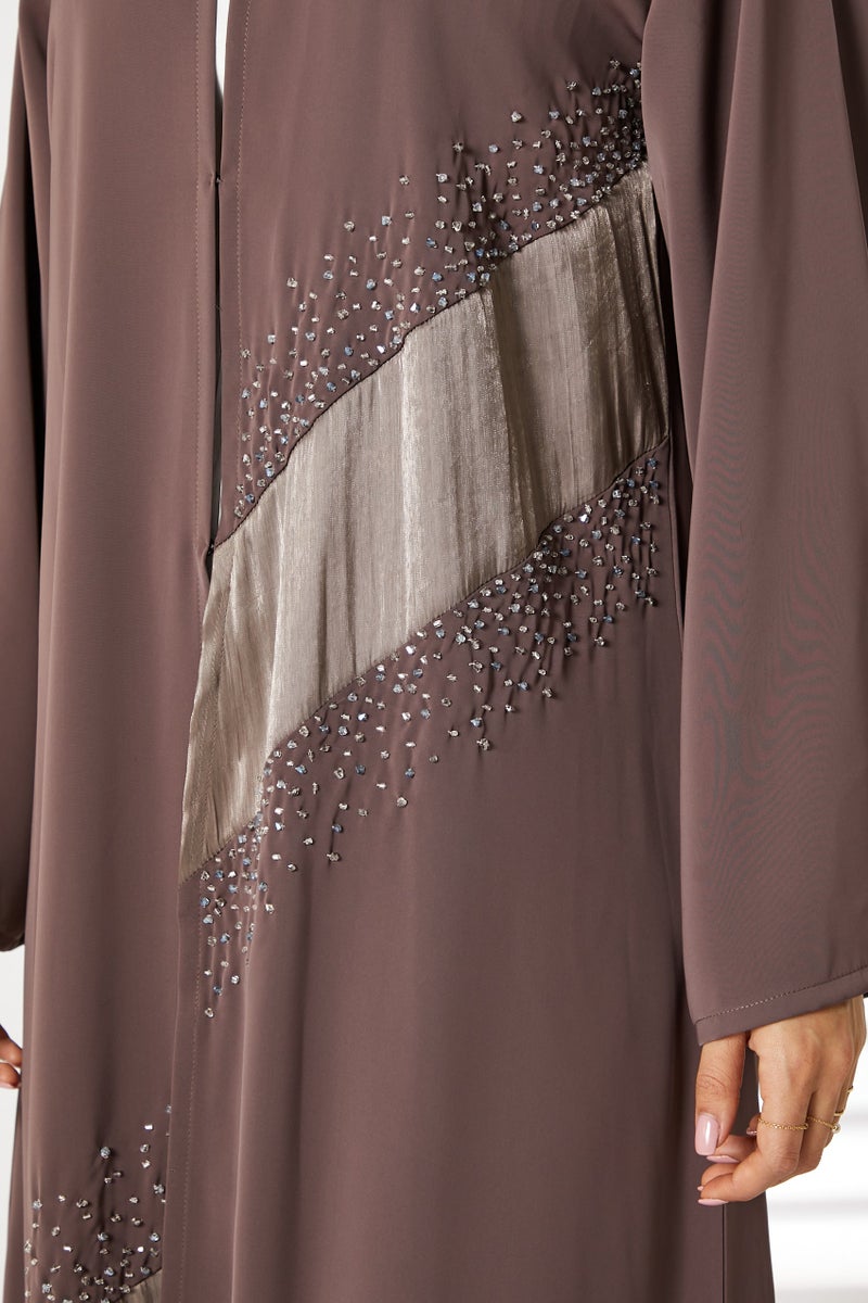 Moistreet Embellished Open Front Abaya - Image 4