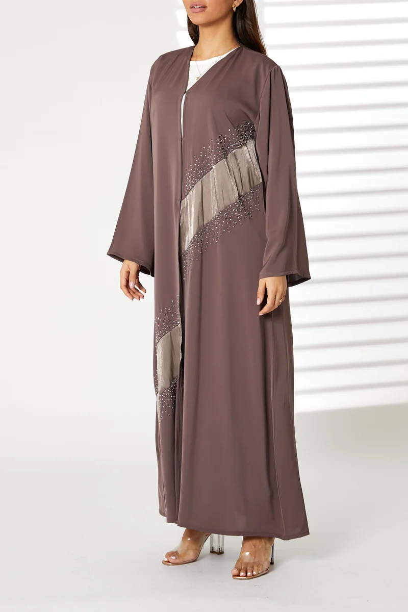 Moistreet  Embellished Open Front Abaya for Women | Best Price UAE