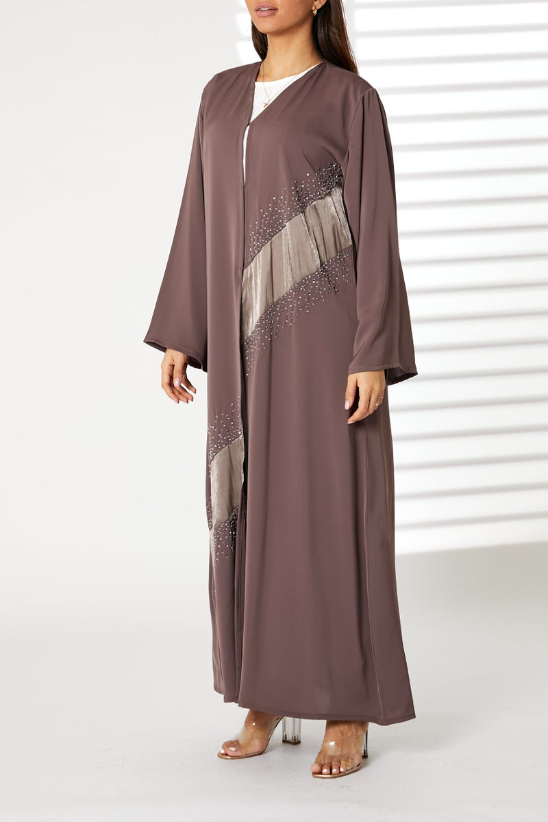 Moistreet Embellished Open Front Abaya - Image 5