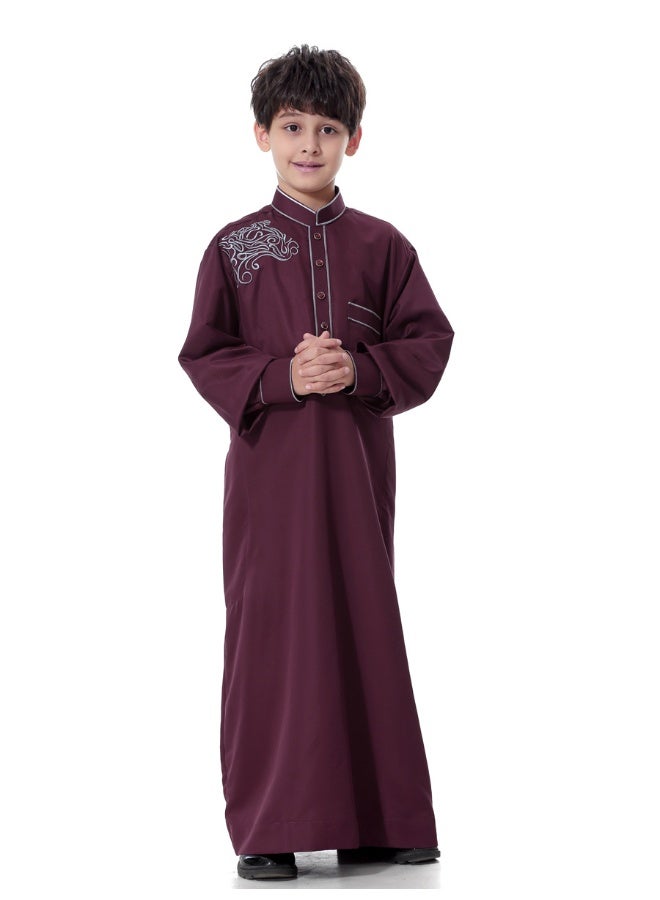 هانيميدو ثوب عربي إسلامي للأطفال، كفتان، رداء بياقة ثابتة وزرّات  - Image 5